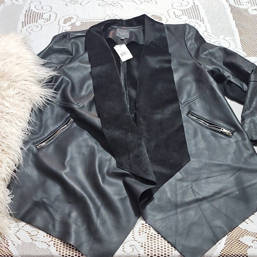 NWT The Limited Black Jacket with Removable Cream Teddy Collar - Picture 10 of 13
